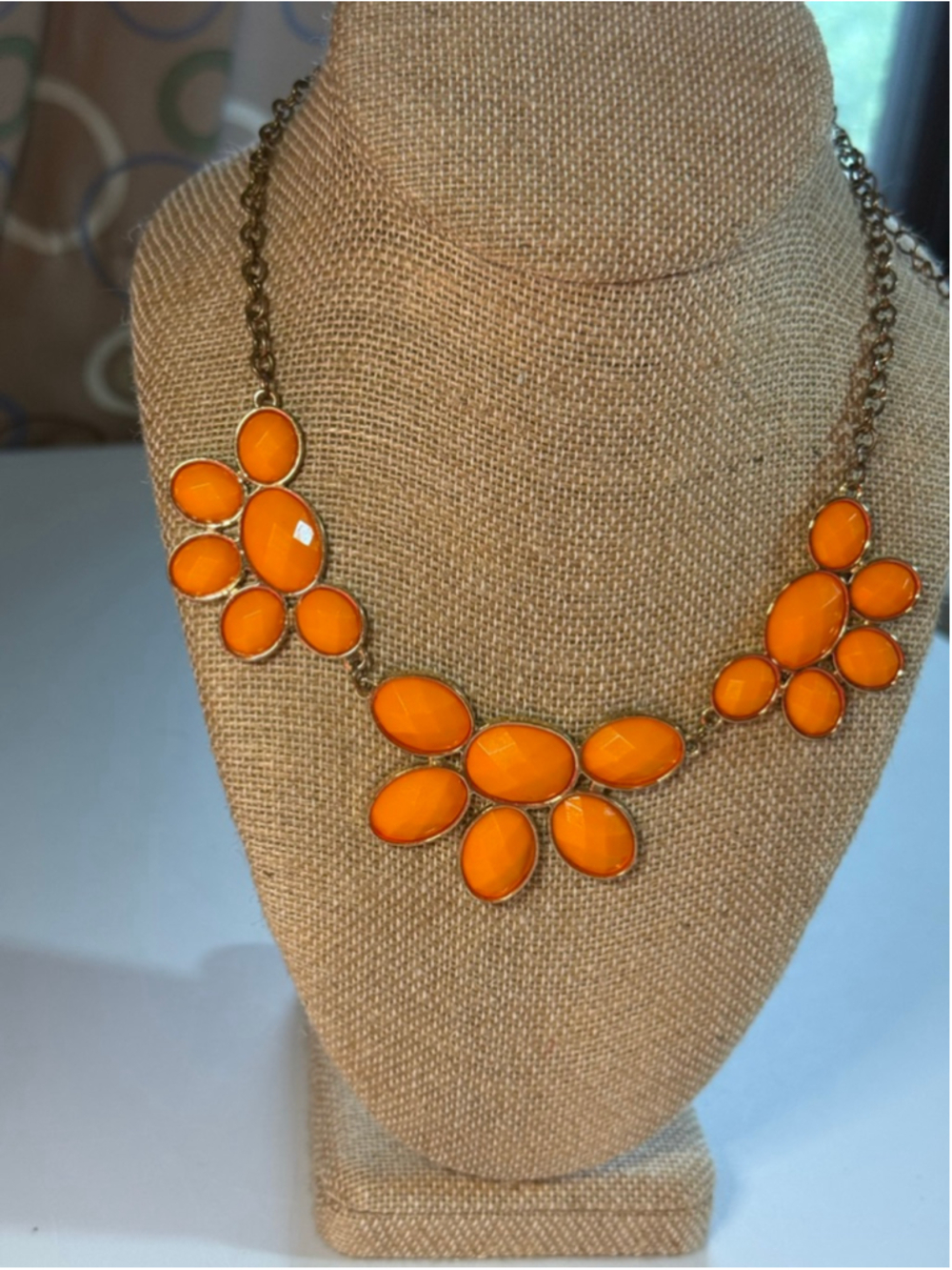 Y2K Vintage Orange & Gold Statement Necklace